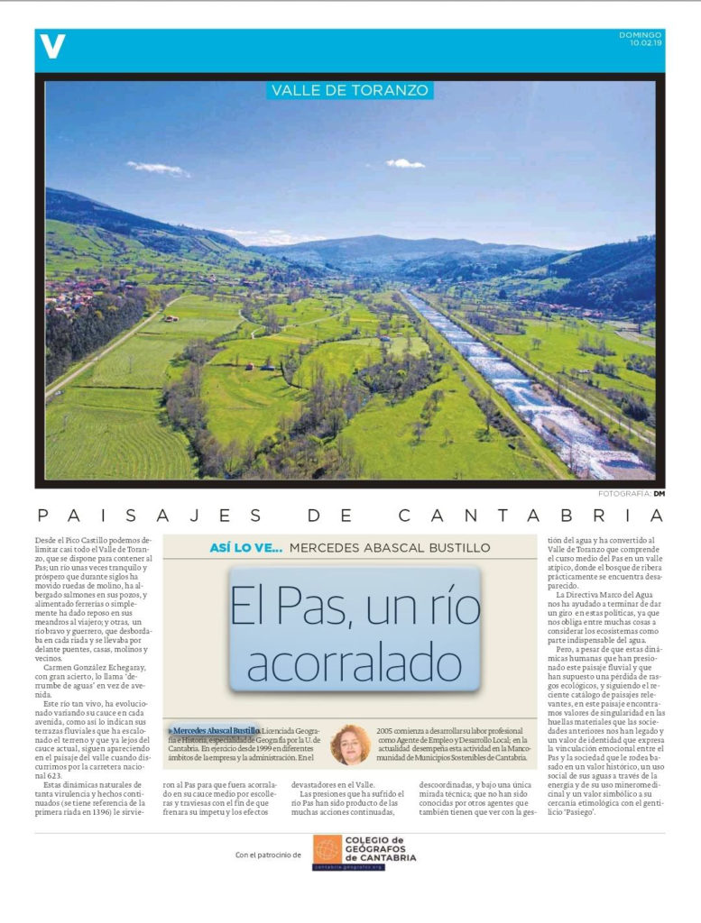 El Pas, un río acorralado. Artículo publicado en el Diario Montañés y escrito por Mercedes Abascal Bustillo.