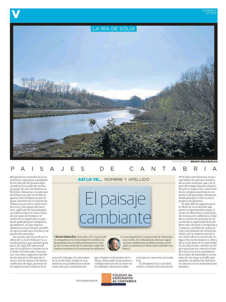 Artículo publicado en el Diario Montañés el día 31 de marzo de 2019 y escrito por Bruno Palazuelos