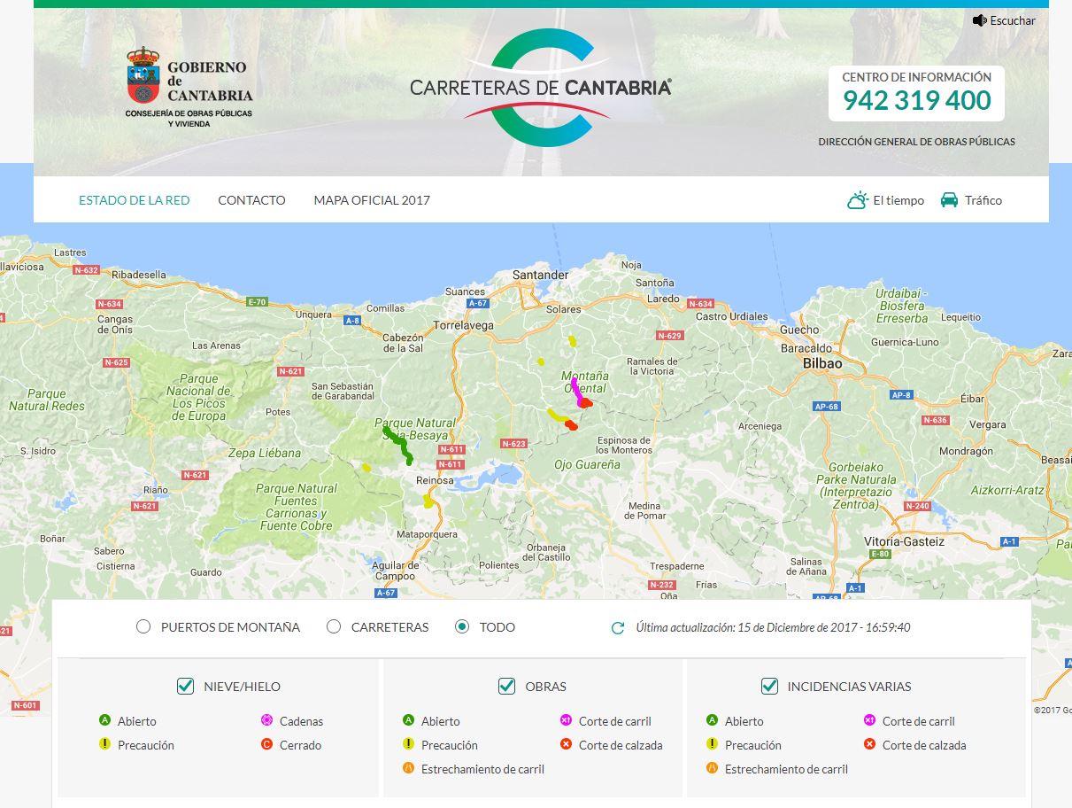 nueva versión del mapa de carreteras de Cantabria